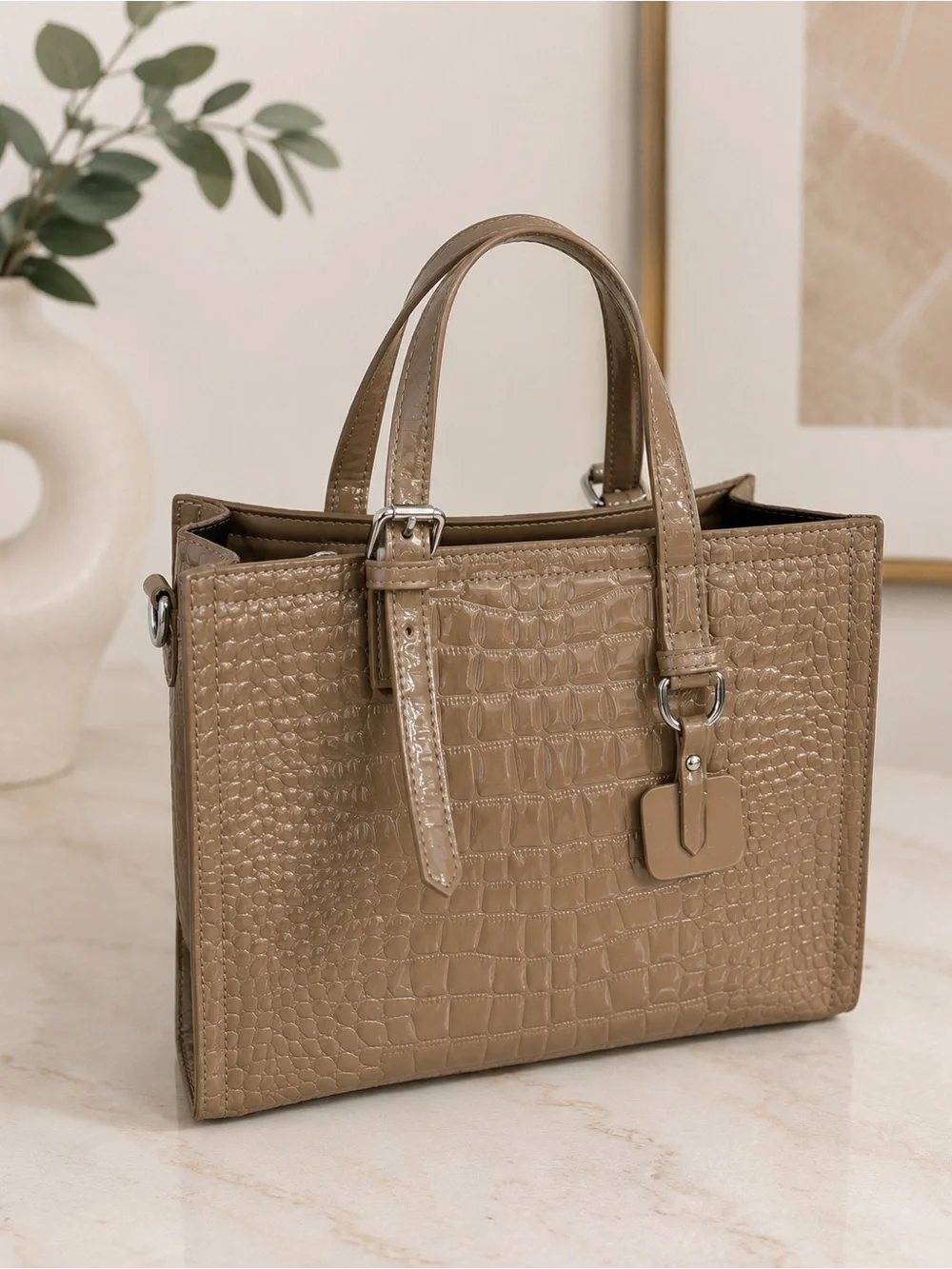 Roberto Structured Tote Bag – Taupe – Excellent Condition